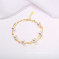 Double Layered Pearl Bracelet 18k gold